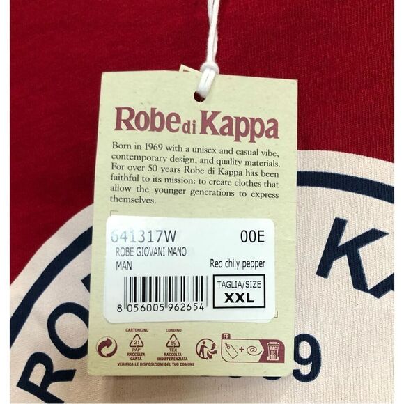 KAPPA X ROBE - NWT - M Sz XXL Giovani Mano Graphic Print Tee in Red Chili Pepper - Picture 10 of 13